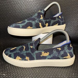 Rothy’s The Original Slip On Blue Leopard Print Comfort Sneaker Women’s Size 7.5